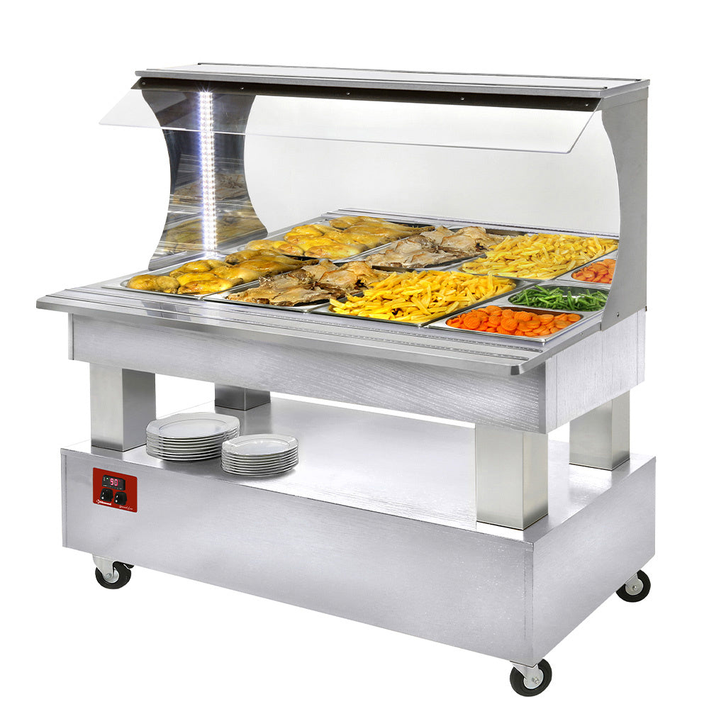 Buffet - varm - väggmonterad 4x GN1/1-150 (vit trä)