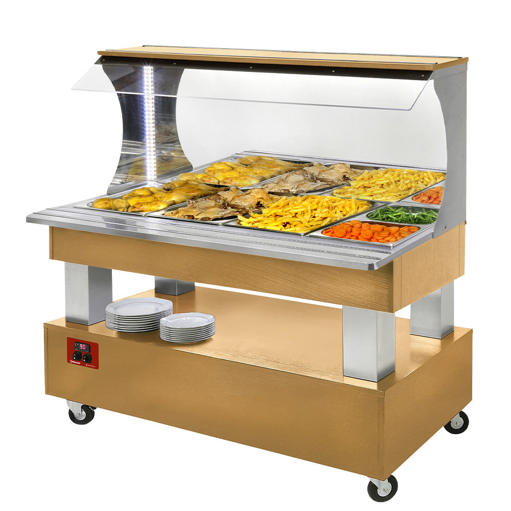 Buffet - varm - väggmonterad 4x GN1/1-150 (Ljus ek)