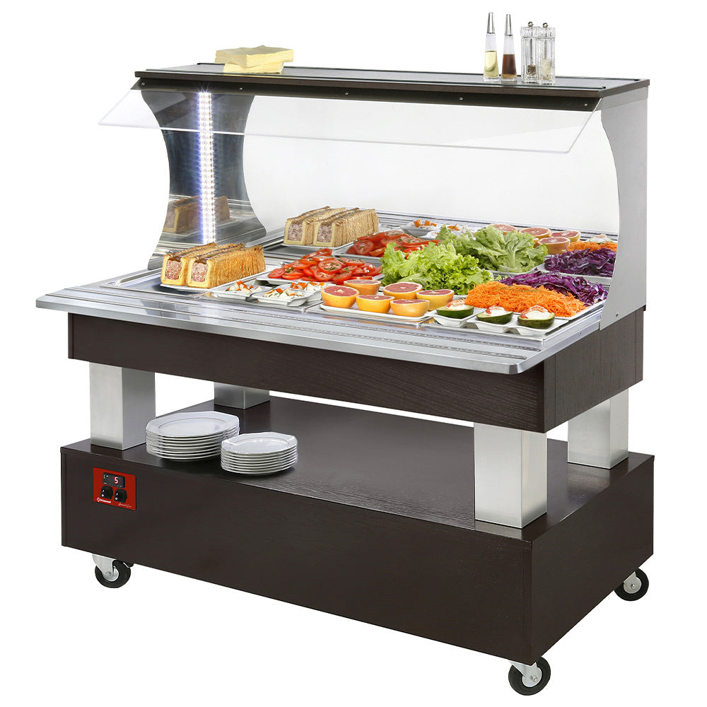 Buffet - Väggmonterad kyl, 4x GN1/1-150 (Wengé-trä)
