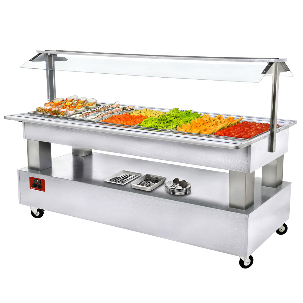 Buffet - Kylskåp för salladsbar, 6x GN1/1-150 (vit trä)