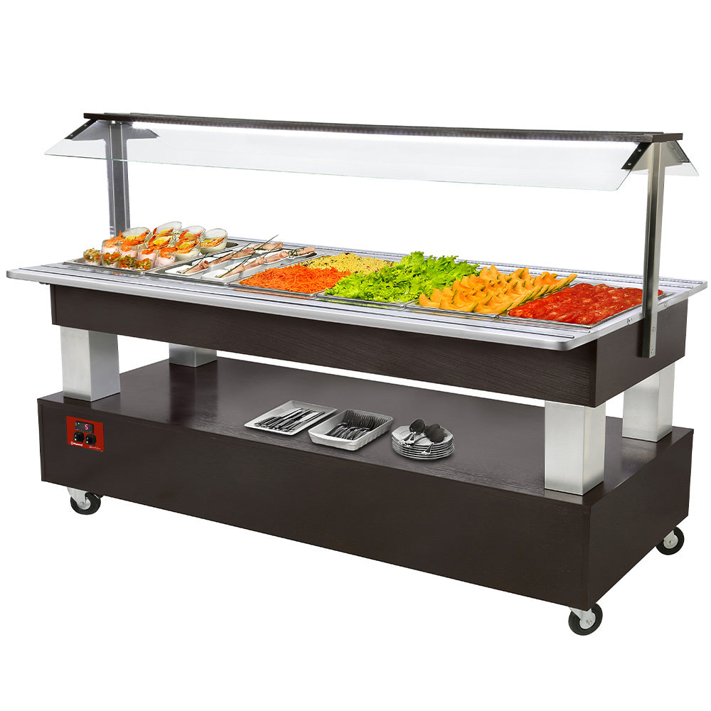 Buffet - Kylskåp för salladsbar, 6x GN1/1-150 (Wengé-trä)