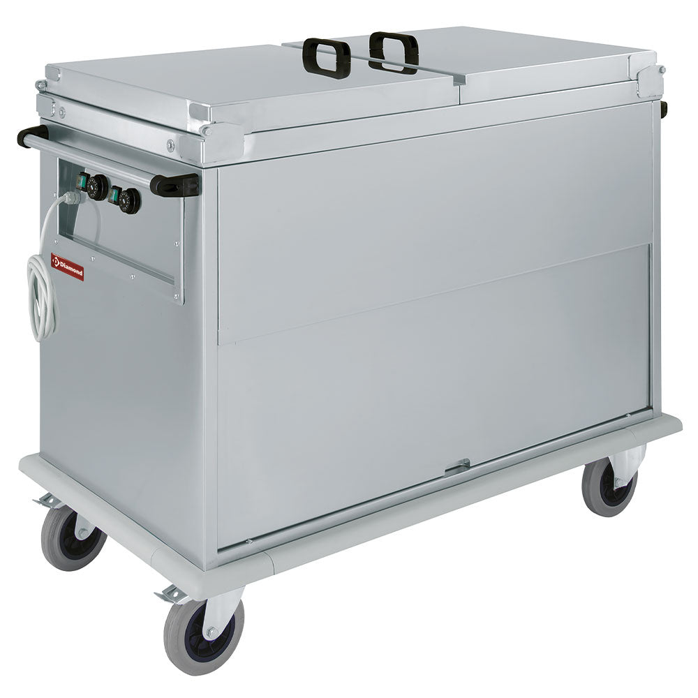 Bain-Marie 2x GN 1/1, 2 T°, låg, skåp med tippdörr