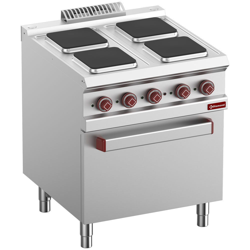 Elektrisk plattkokplatta x4 fyrkantiga plattor på elektrisk ugn GN 2/1 och grill