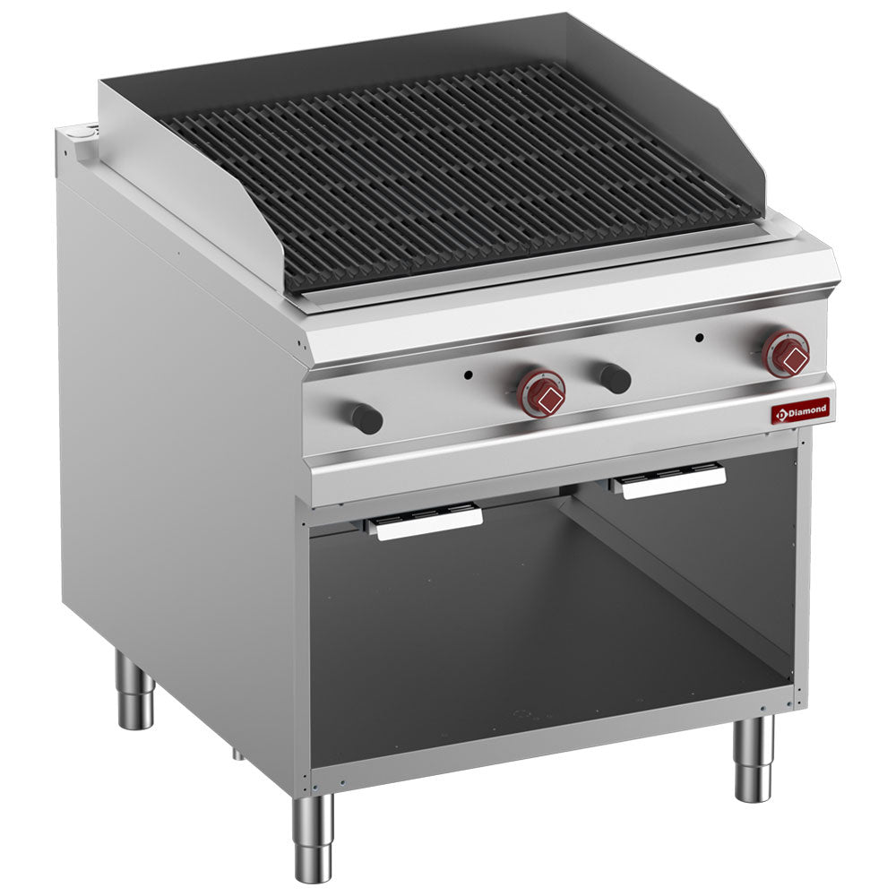 Lava-sten grill, modul 1/1, gjutjärnsrost "2 sidor", öppet skåp