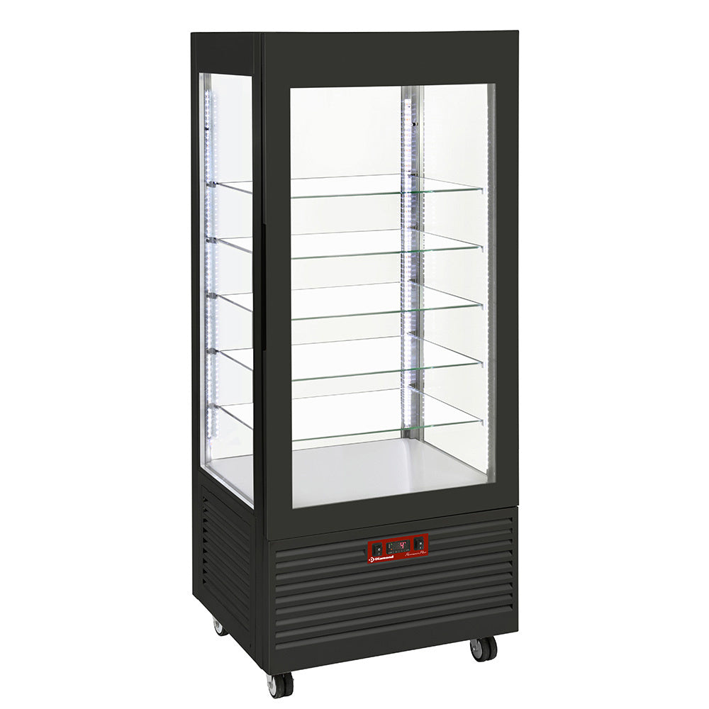 Kagemontre 4 sidor, positiv temperatur, 5 glasbänkar, ventilerad, 480 liter, Svart