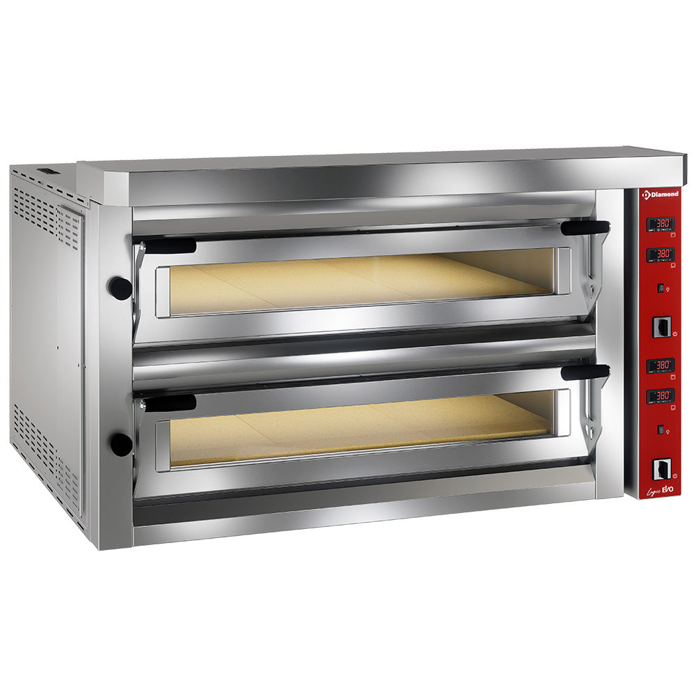 Elektrisk pizzaugn "extra stor", 2x6 pizzor 350mm - HELT i sten