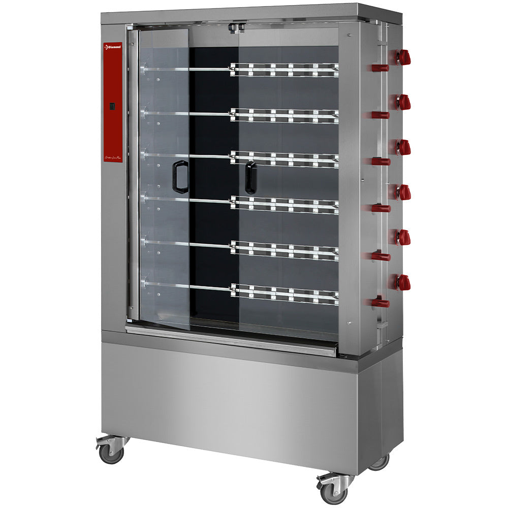 Glaskeramisk roteringsgrill, 6 spett (36 kycklingar)