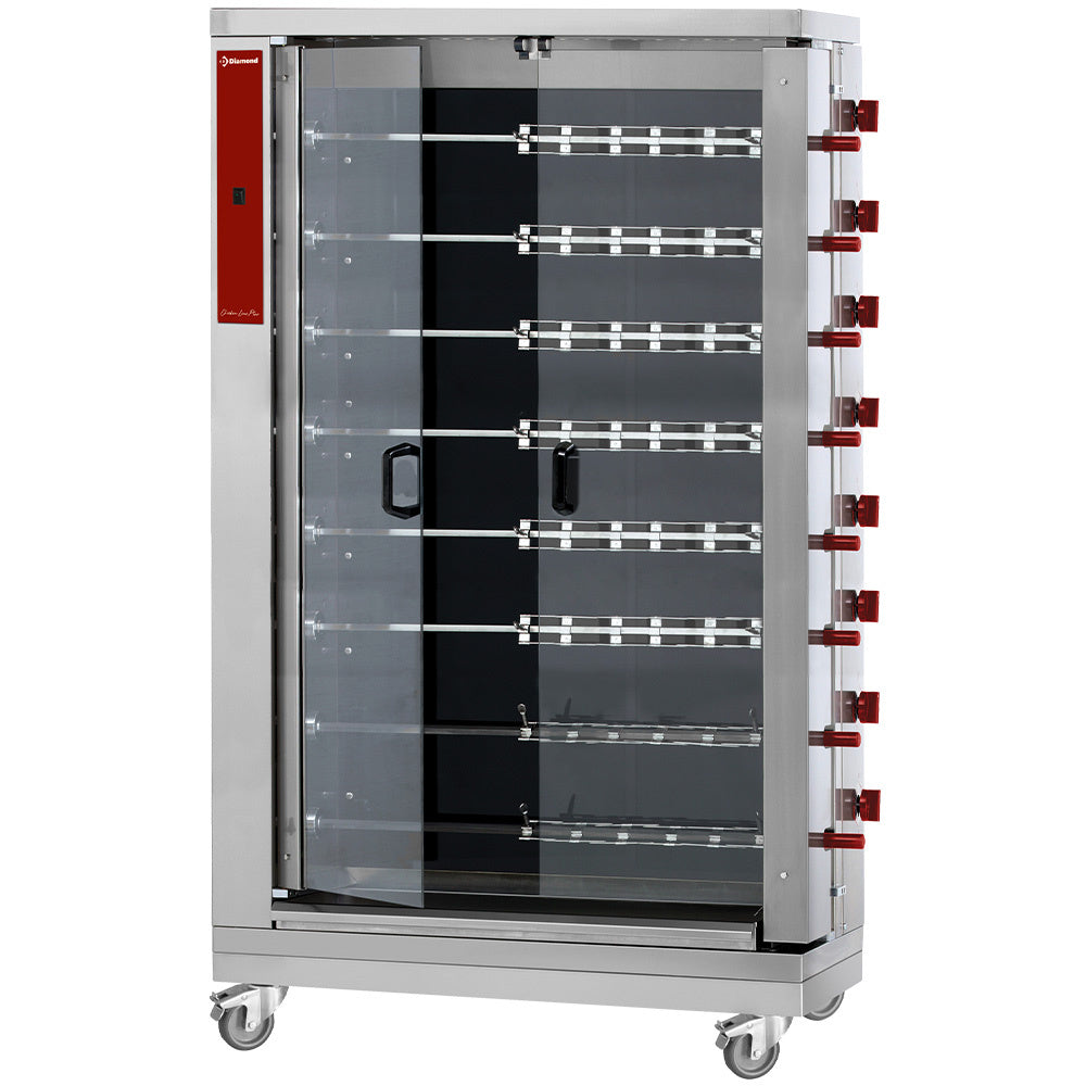 Glaskeramisk roteringsgrill, 8 spett (48 kycklingar)