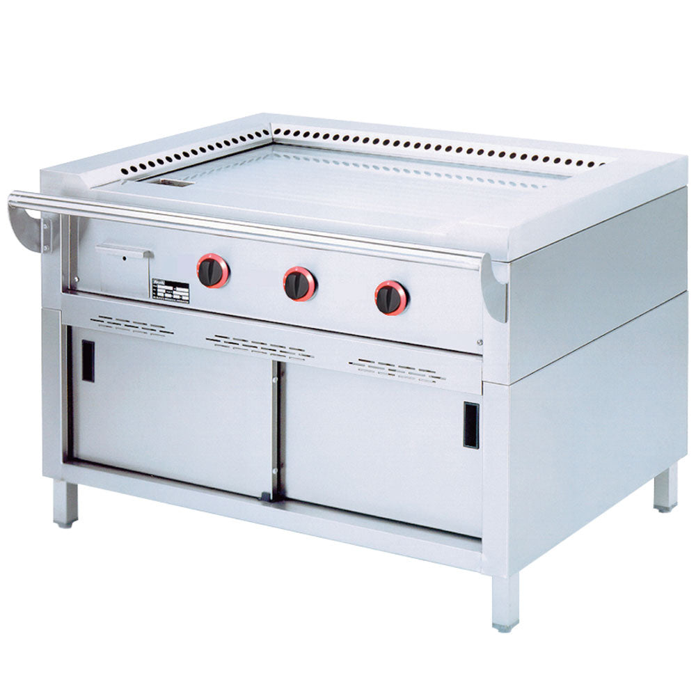 Stekpanna, gas-teppanyakiplatta, 3 zoner (3x 7 kW), på stativ