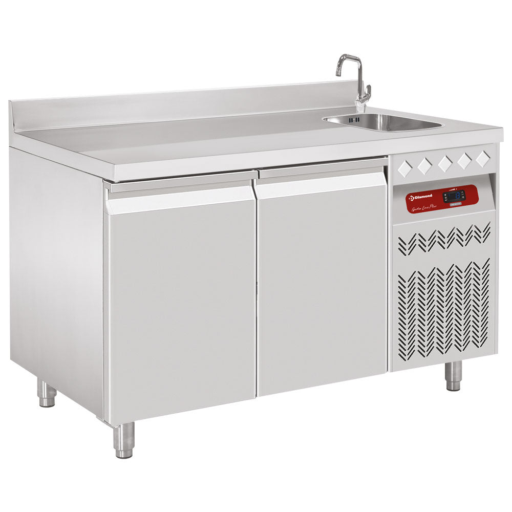Kylskänk, 2 luckor x GN 1/1, 260 liter med diskho