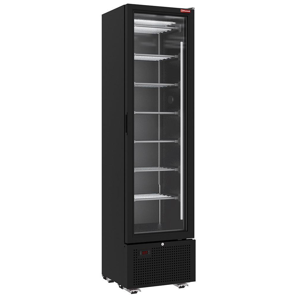 Visningsfrys 221 liter - 7 fasta hyllplan - Svart