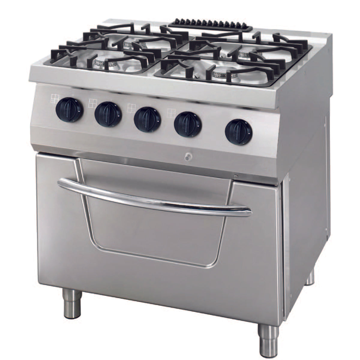 Heavy Duty spis - 4 brännare - Dubbel enhet - 70 cm djup - Gas inklusive elektrisk ugn