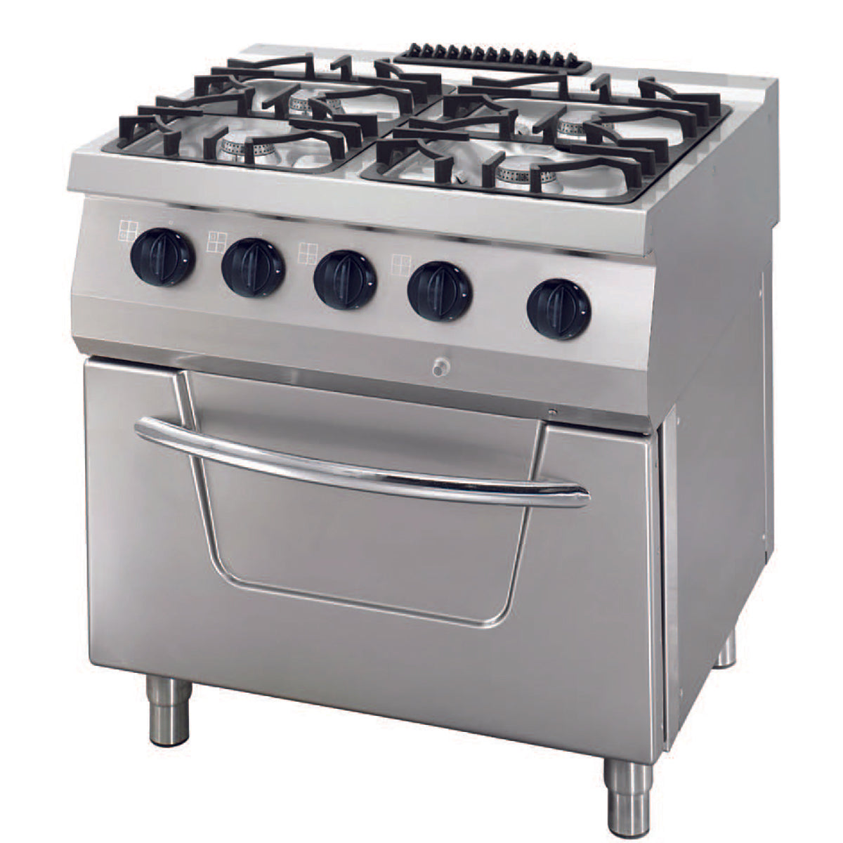 Heavy Duty spis - 4 brännare - Dubbel enhet - 70 cm djup - med ugn - Gas