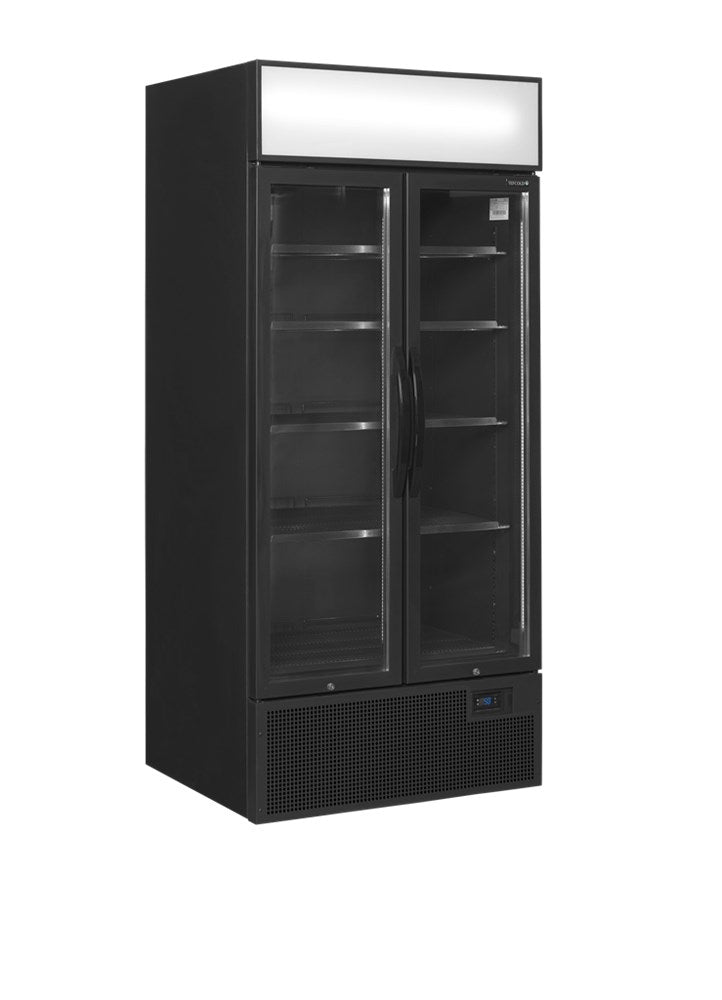 Svart 2-dörrars displaykylare med ljus topp - 707 liter - FSC890H SVART