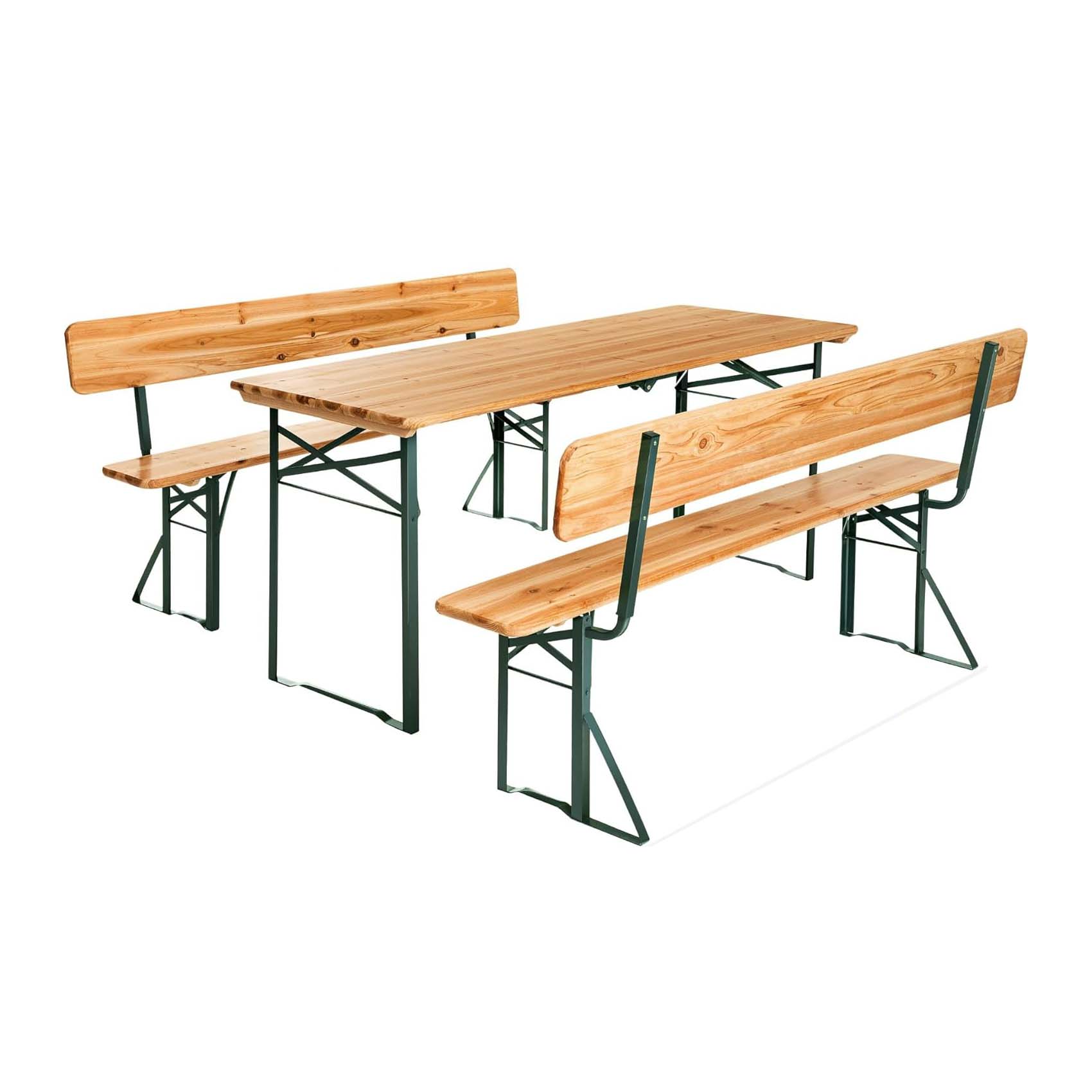 Berlin bord/bänk set - med ryggstöd - 1 bord - 2 bänkar