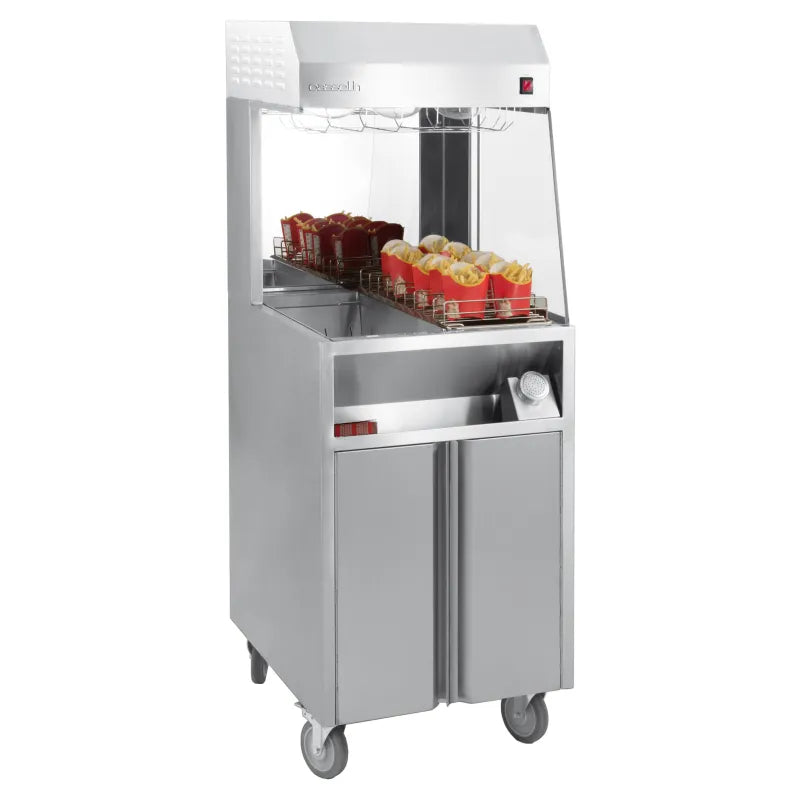 Pommes fritesvärmare och förvaringsstation - infraröda lampor - med underbord - 60 cm