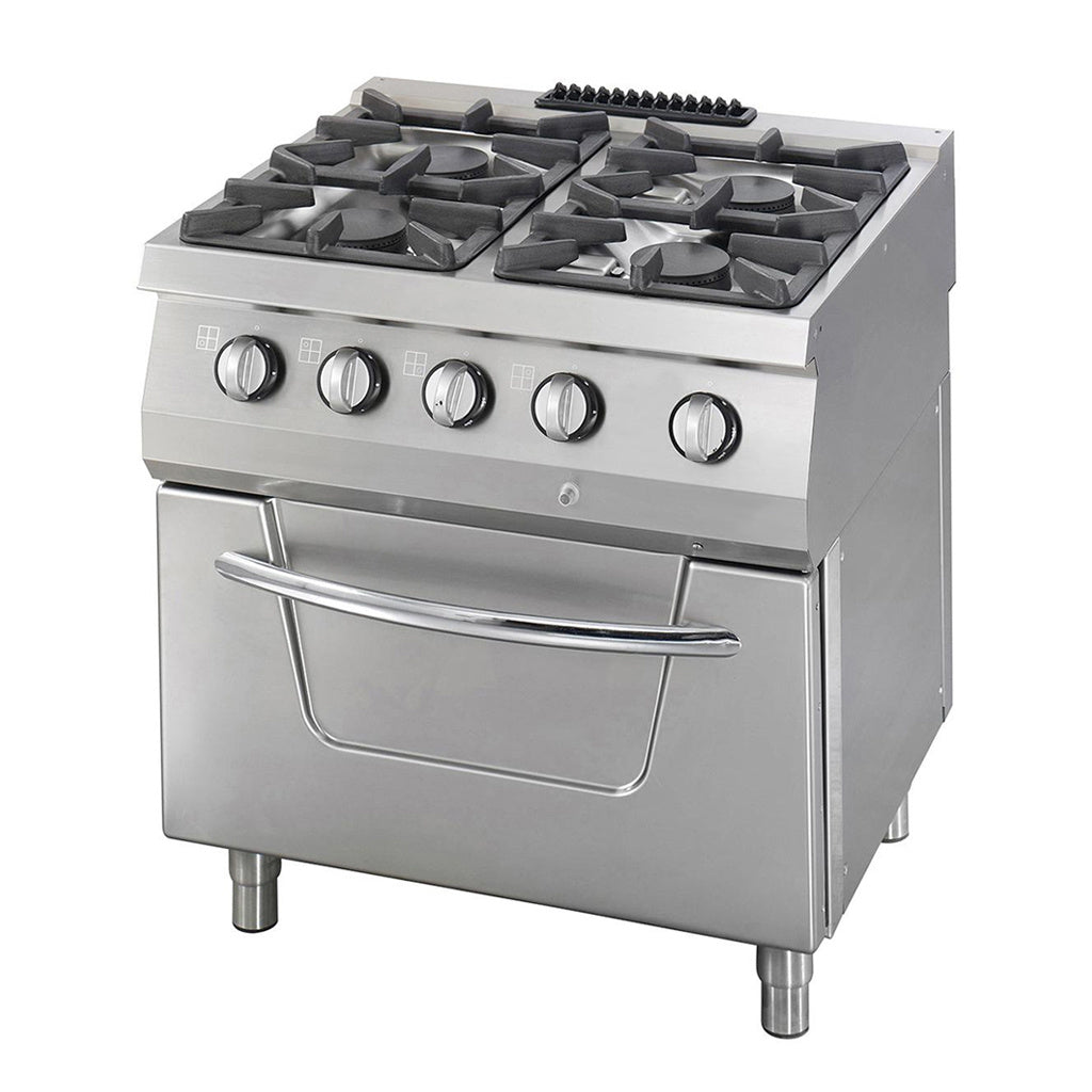 Heavy Duty spis - 4 brännare - Dubbel enhet - 70 cm djup - 37kW - Gas inkl. ugn