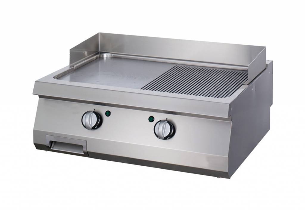 Heavy Duty Grill - Halvräfflade krom - Dubbel enhet - 70 cm djup - Gas