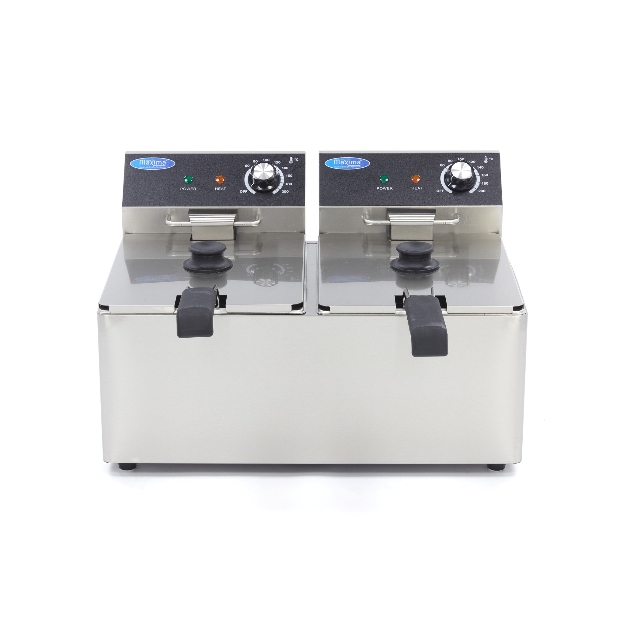 Friteringskastrull - 2 x 8L - 2 korgar - upp till 2,8 kg pommes frites