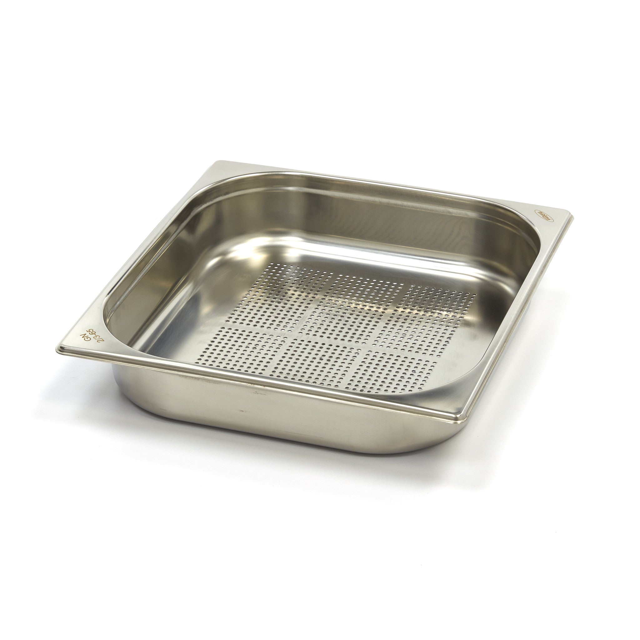 Gastronorm behållare - 3 stycken - 2/3 GN - 6,5 cm djup - rostfritt stål - perforerat