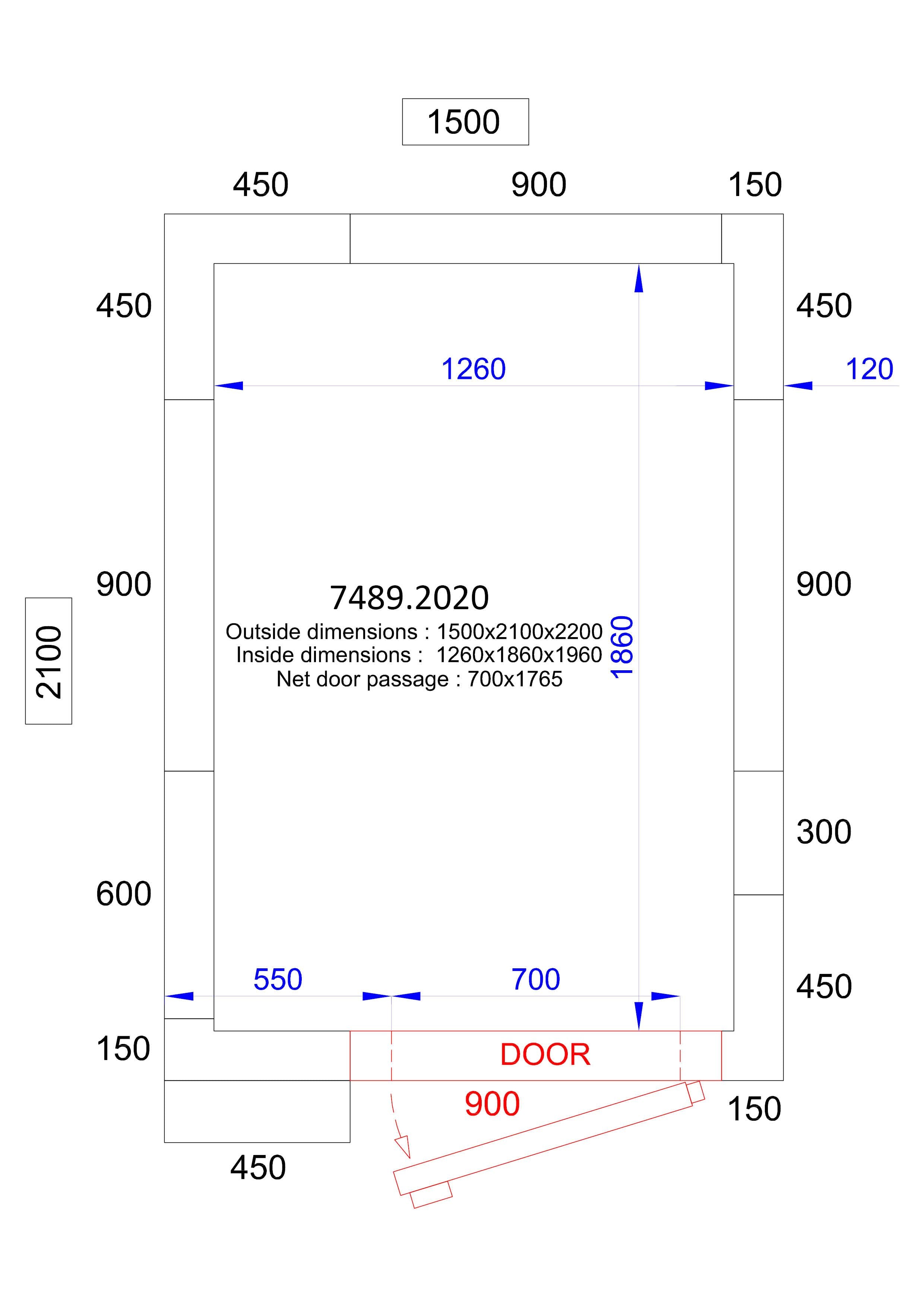 Cold Room / Freezer Room - Proline - 150 x 210 x 220 cm (hög) - 120 mm isolering