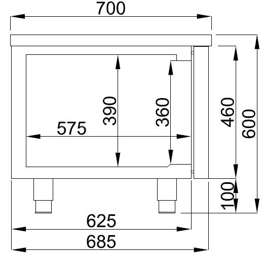 Kylarbord - Pro Line - GM 1/1 - 4 dörrar - 60 cm högt - 700 mm djupt