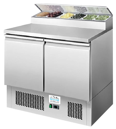 Kylskåp med 2 dörrar och saladette 5 x 1/6 GN - IAC