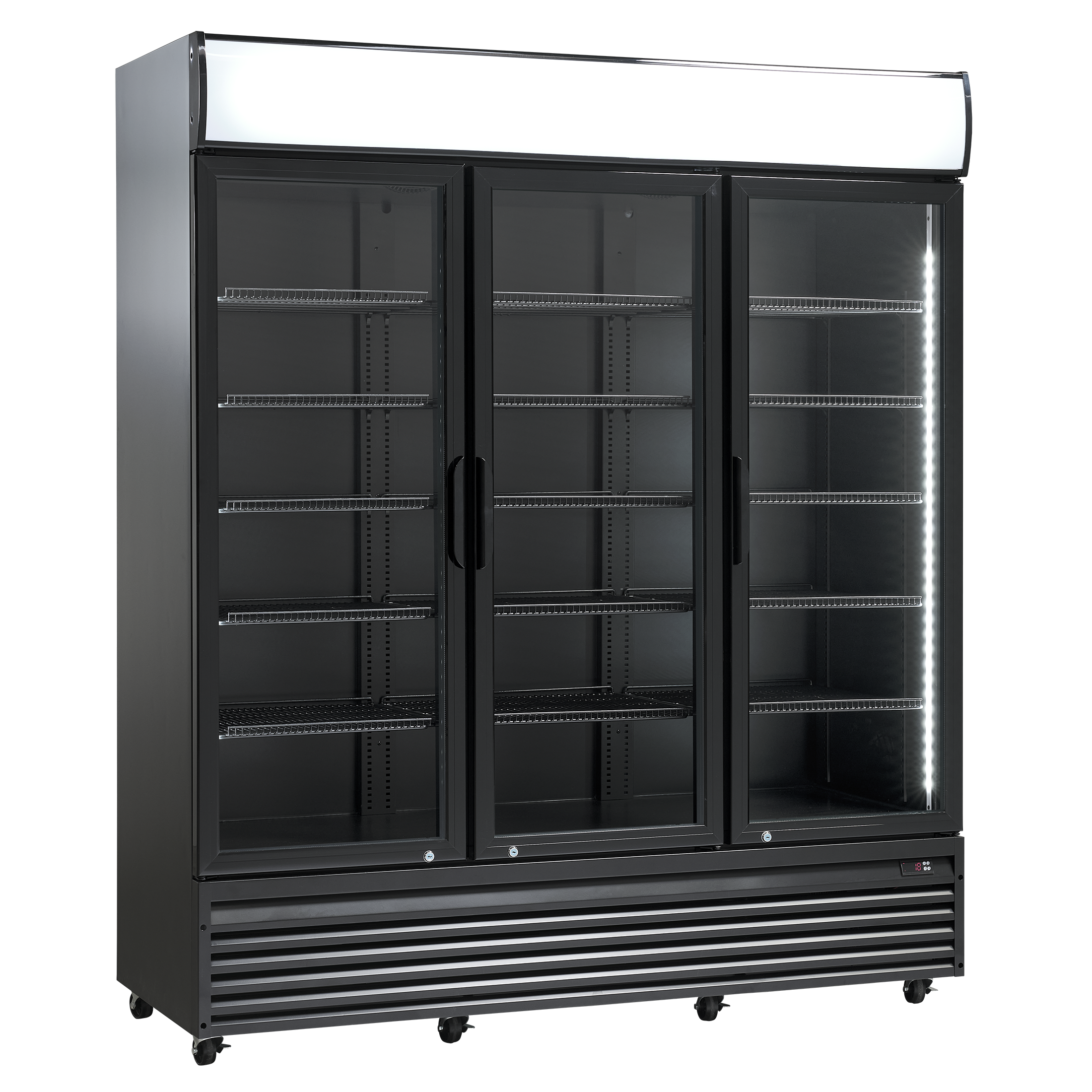 Displaykyl - 1150 liter - 3 dörrar - svart