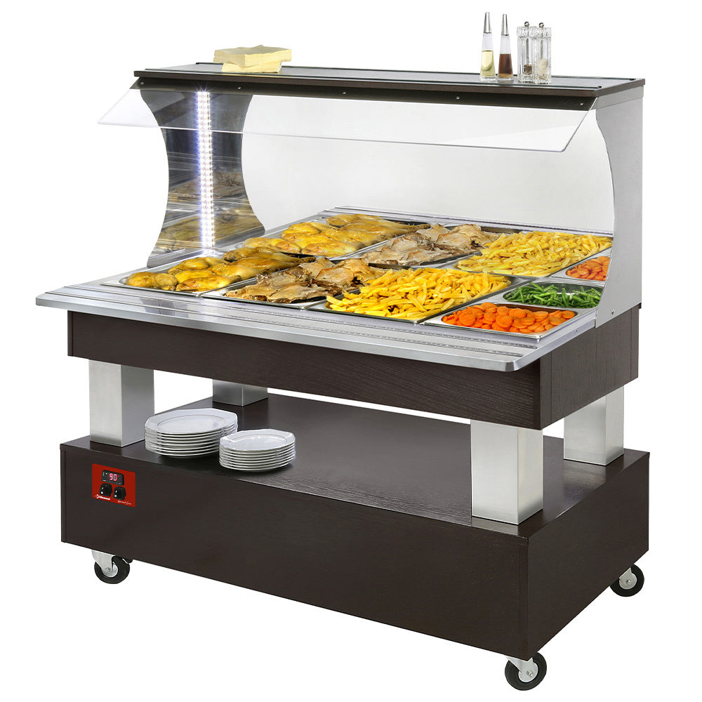 Buffet - varm - väggmonterad 4x GN1/1-150 (Wengé-trä)