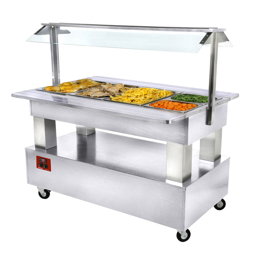 Buffet-/bain-marie salladsbar, 4x GN1/1-150 (vit trä)