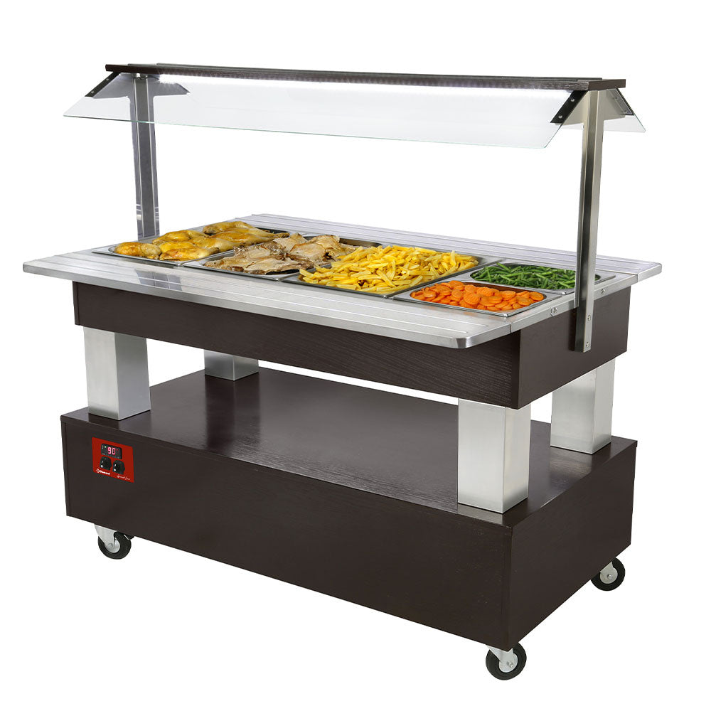 Buffet-/bain-marie salladsbar, 4x GN1/1-150 (wengé trä)