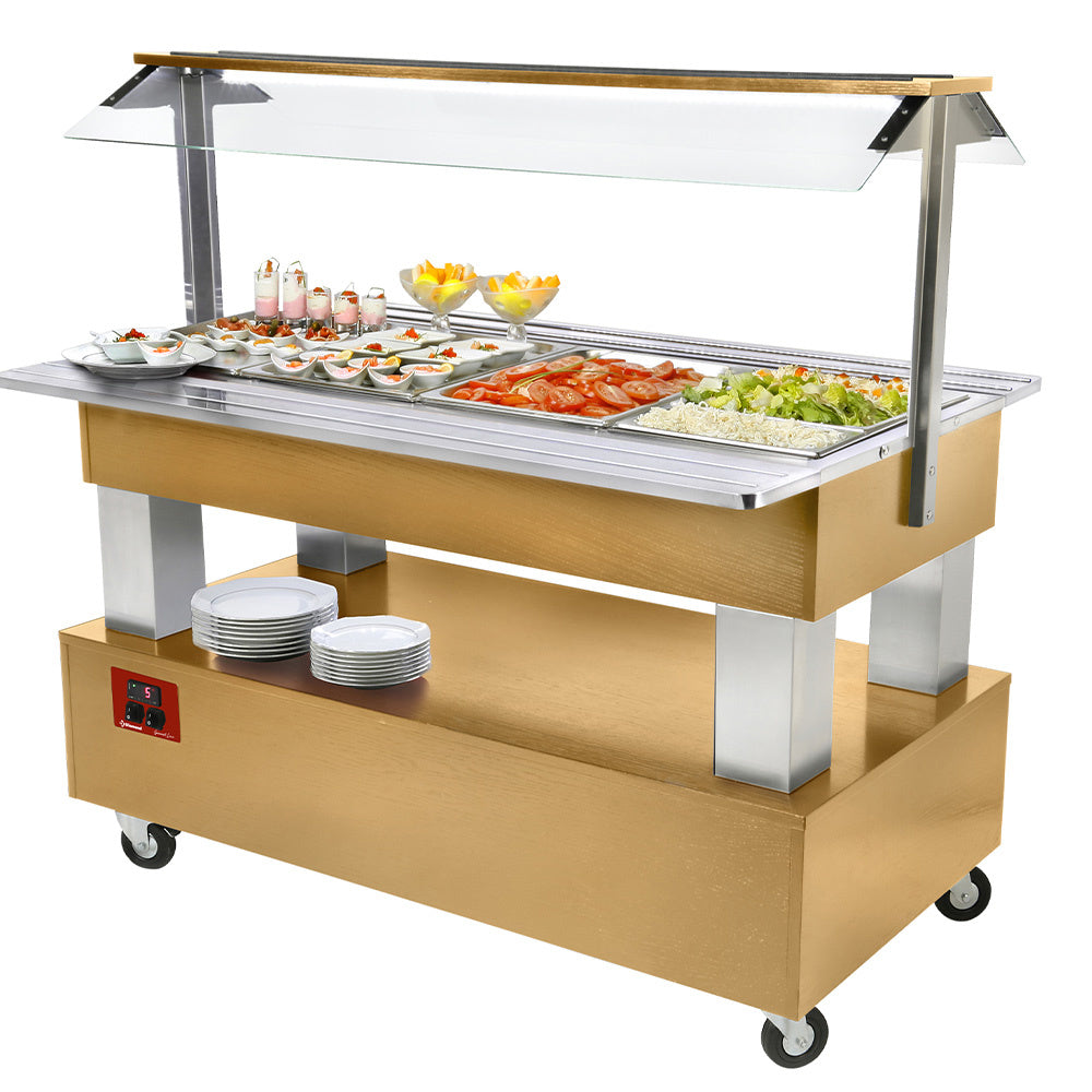 Buffet - Kylskåp för salladsbuffet, 4x GN1/1-150 (Ljus ek)