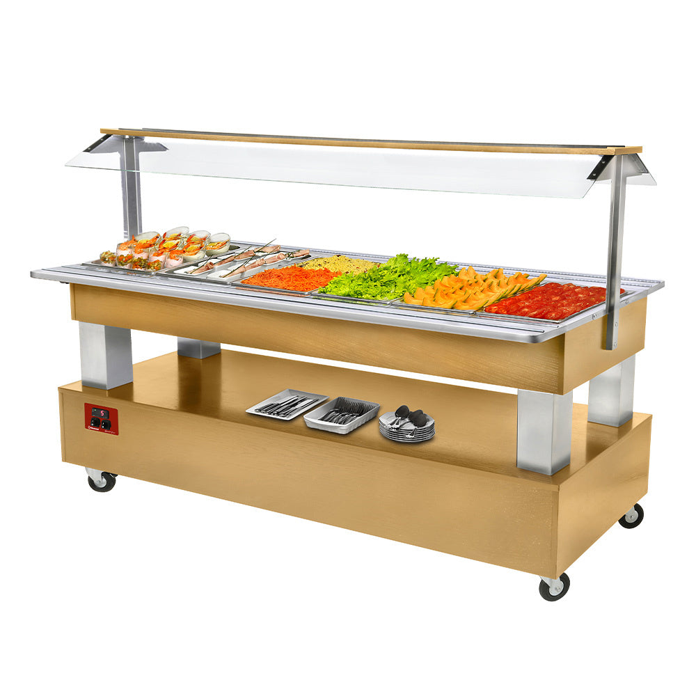 Buffet - Kylt salladsbord, 6x GN1/1-150 (Ljus ek)
