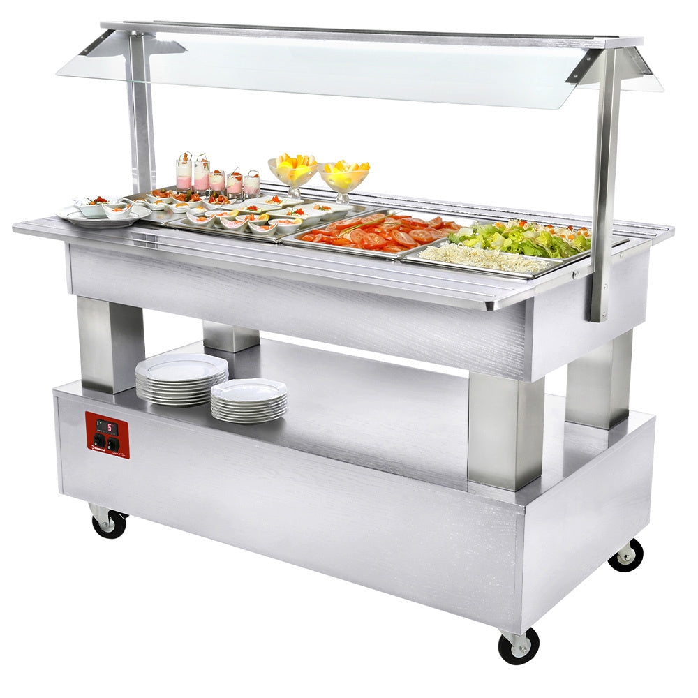 Buffet - Kylskåp för salladsbar, 4x GN1/1-150 (vit trä)