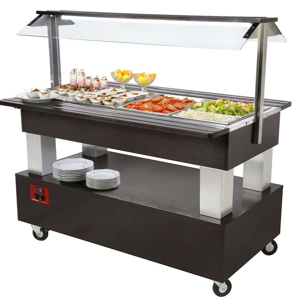 Buffet - Kylt salladsbord, 4x GN1/1-150 (Wengé-trä)