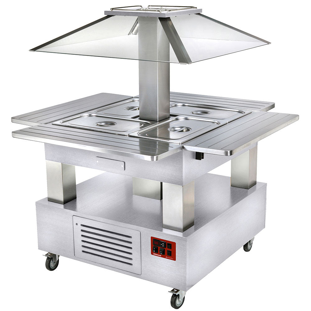 Buffet - Kylt salladsbord, motoriserat, plats för 4 st GN1/1-150 (vit träfärg)