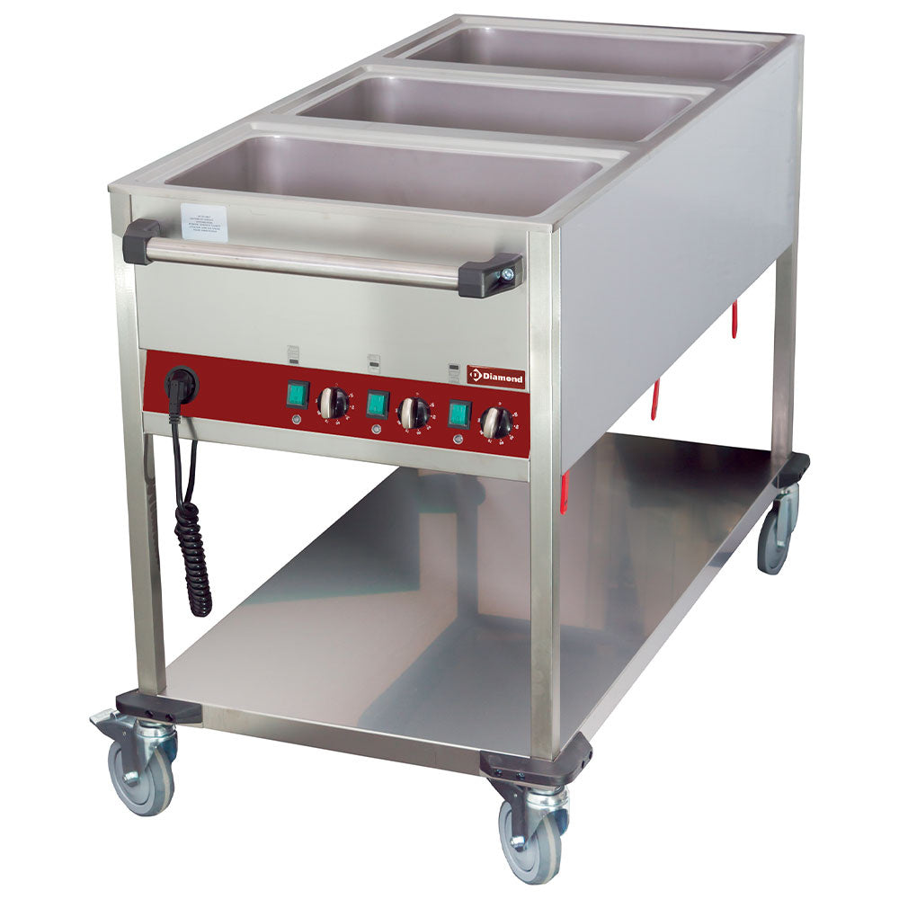 Bain-Marie / Värmevagn 3 GN 1/1 h 150 mm, 3 temperaturer