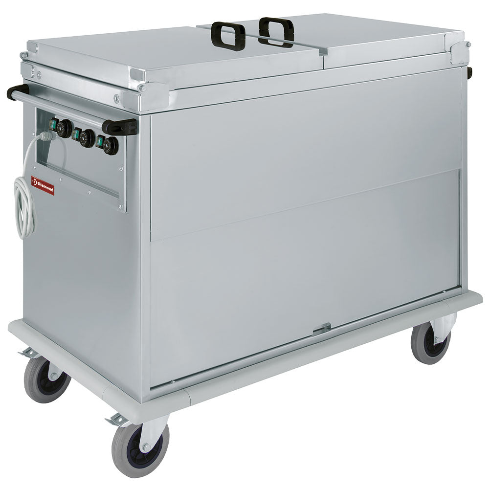 Bain-Marie 3x GN 1/1, 3 temperaturzoner, låg, skåp med tippdörr