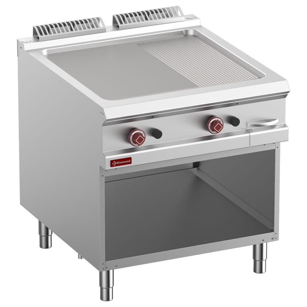 Gasgrill 2/3 slät &amp; 1/3 räfflad, modul 1/1, öppet skåp