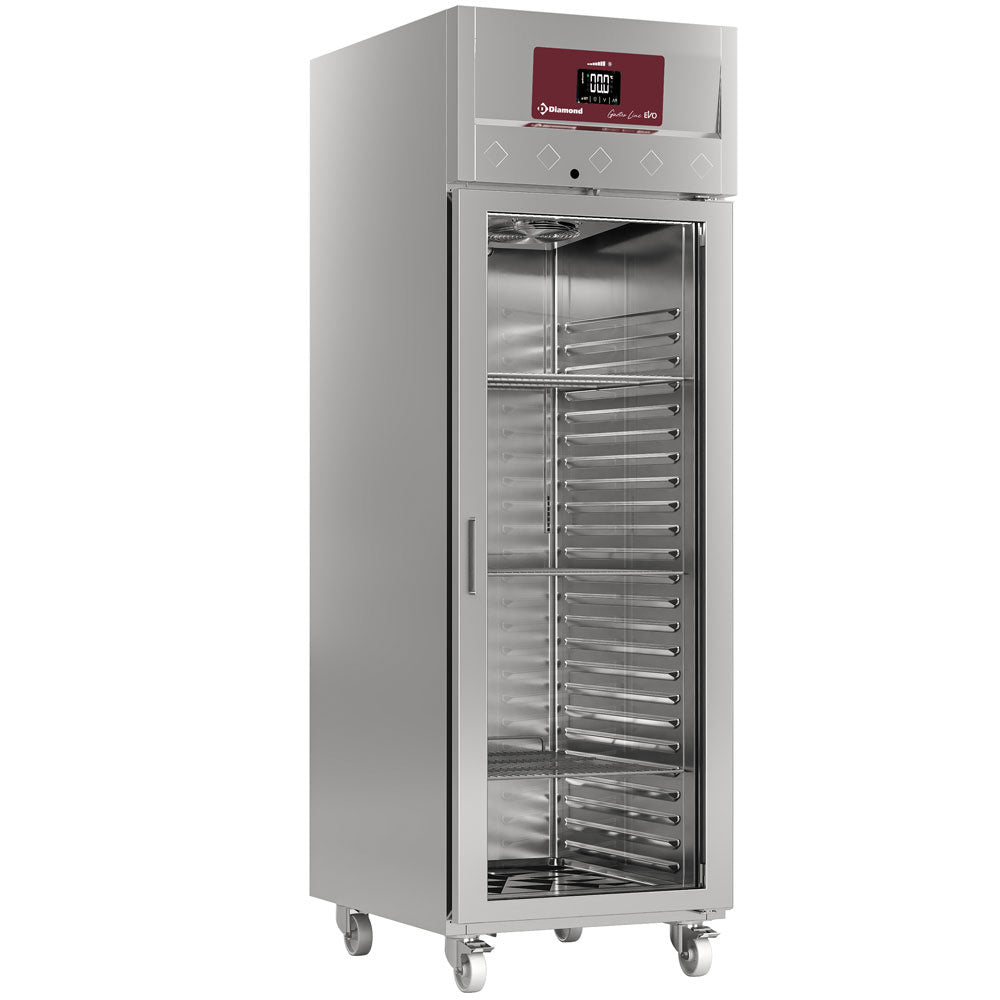 Frysskåp 700 liter, 1 glaslucka GN 2/1, på hjul