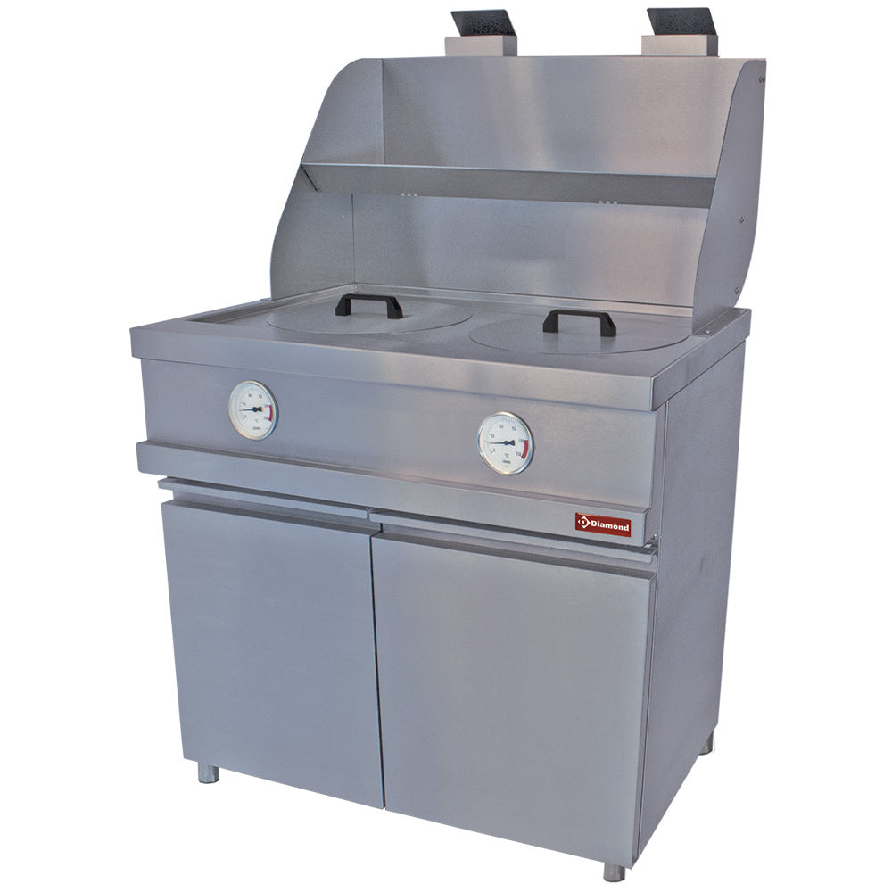 Friteringskastrull, gas - HEAVY DUTY, 2 runda kastruller, mekanisk