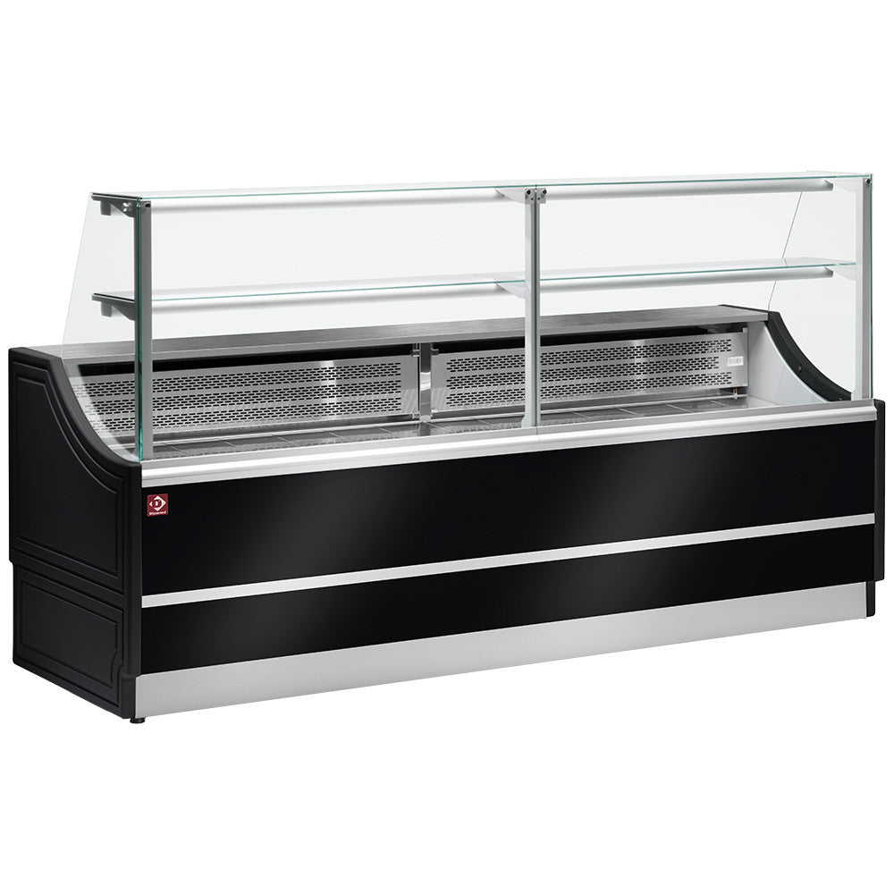 Kylskåp i glas, rak panel 90°, med förvaringsutrymme