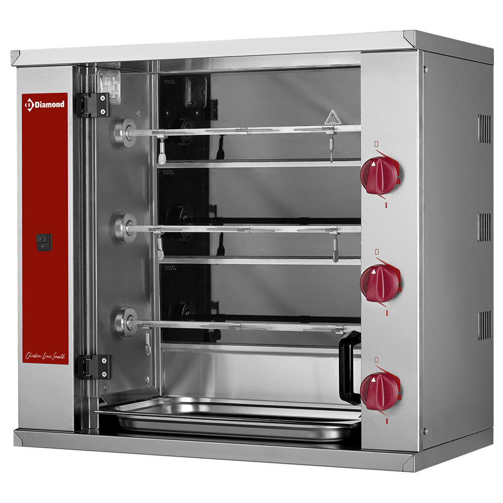 Glaskeramisk roteringsgrill, 3 spett (9 kycklingar)