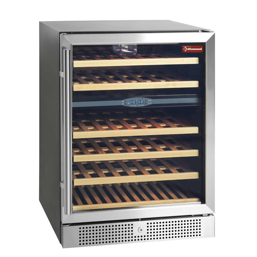 Vinkylskåp, ventilerat, 160 liter, 2 T°, Svart