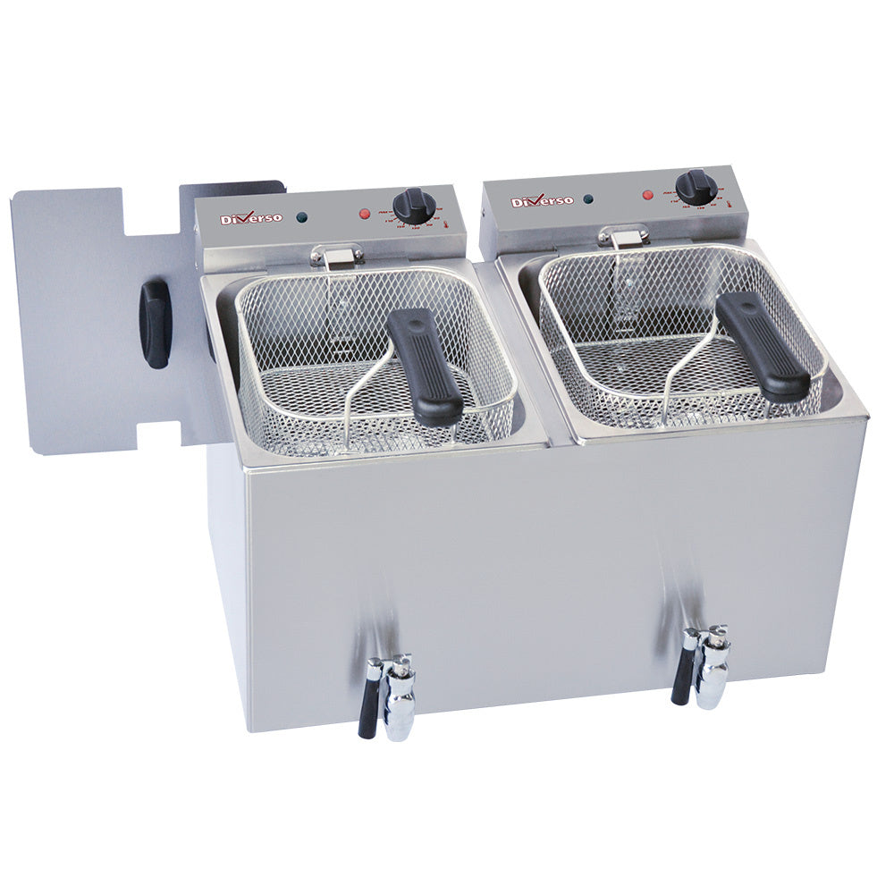 Friteringskastrull - el 2x 8 liter + kran