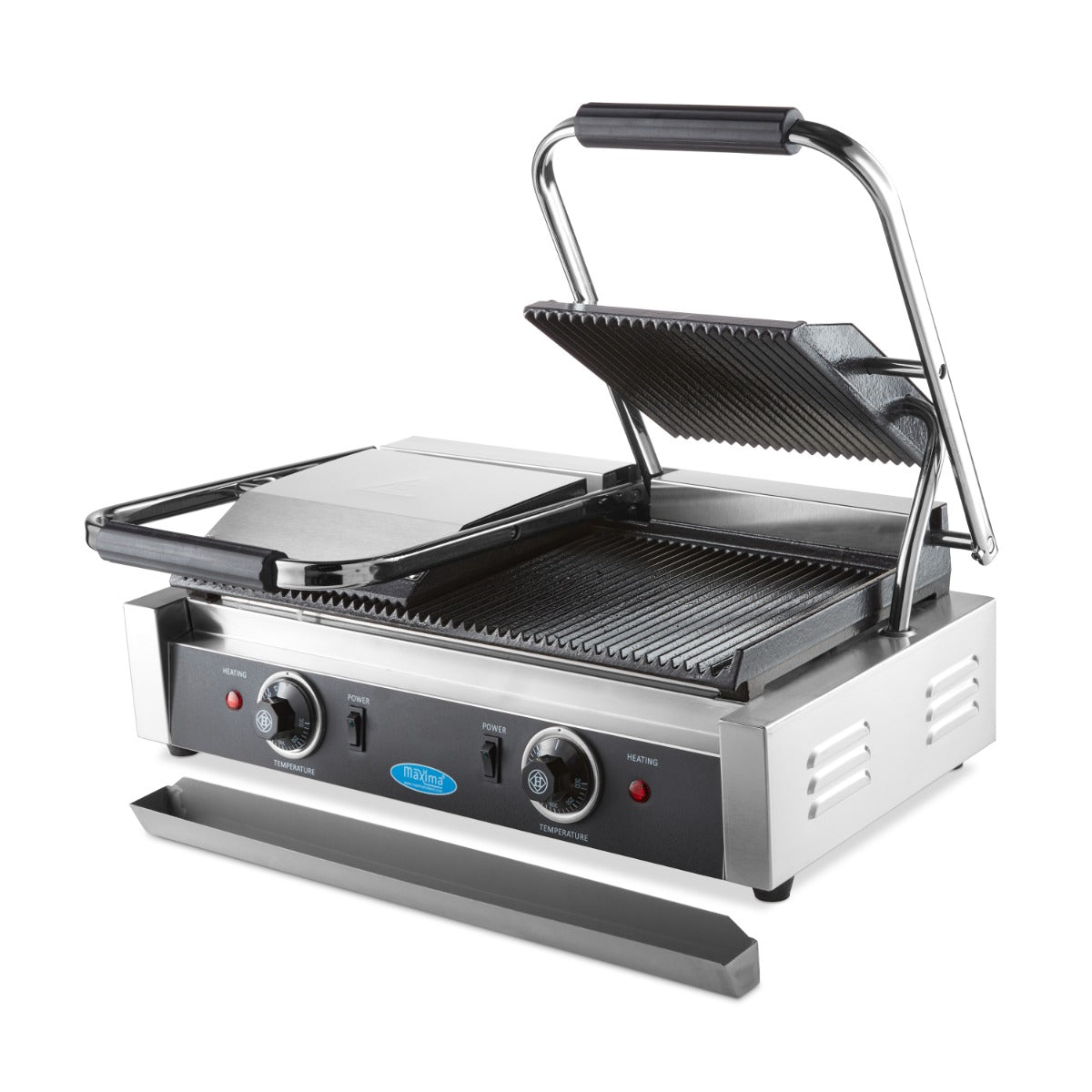 Kontaktgrill - Räfflad - Dubbel grillplatta - 2 x 22cm