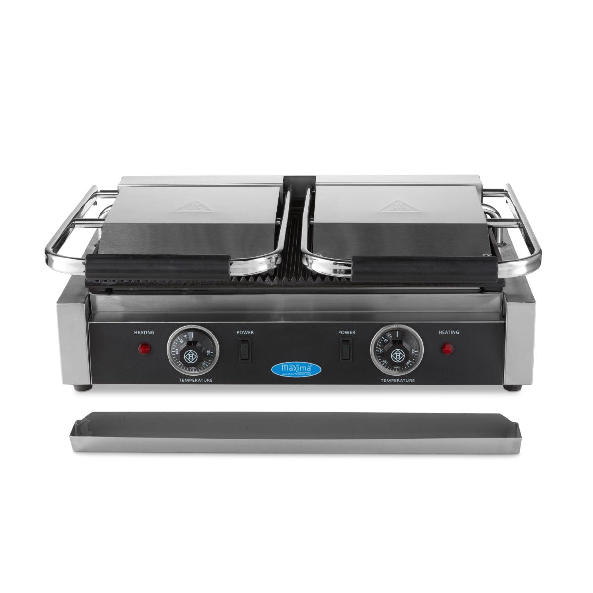 Kontaktgrill - Räfflad - Dubbel grillplatta - 2 x 22cm