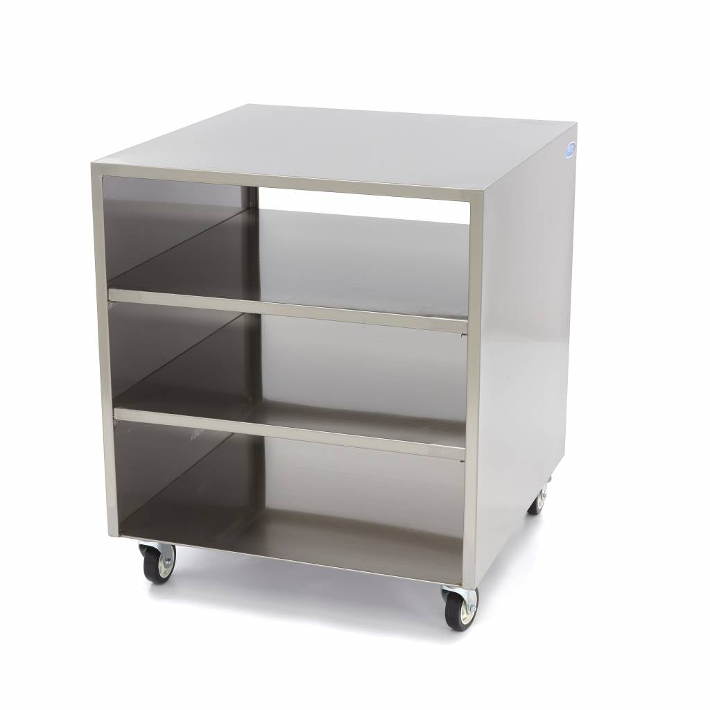 Maskinbord i rostfritt stål - 60 x 60 cm - 120 kg lastkapacitet - på hjul