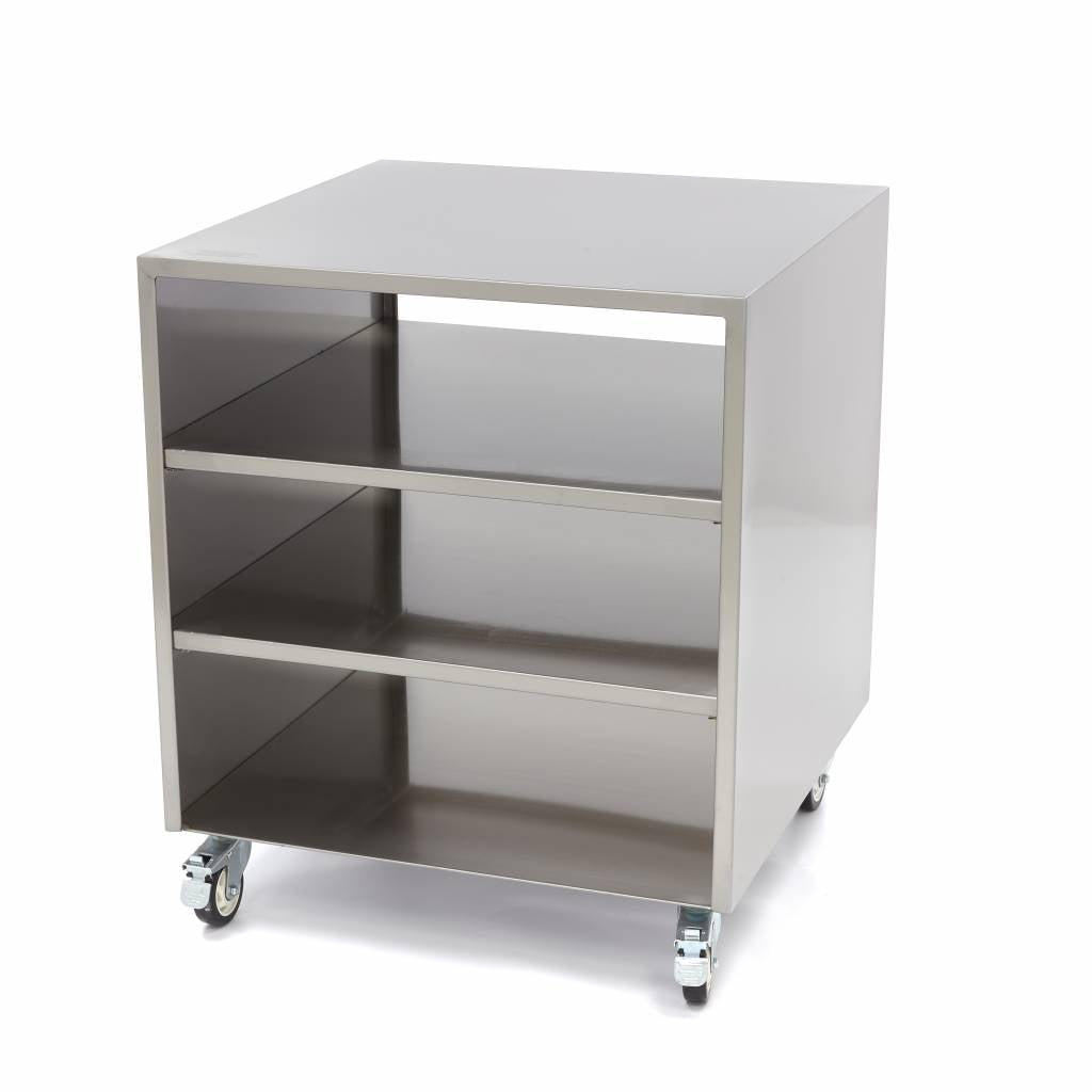 Maskinbord i rostfritt stål - 60 x 60 cm - 120 kg lastkapacitet - på hjul