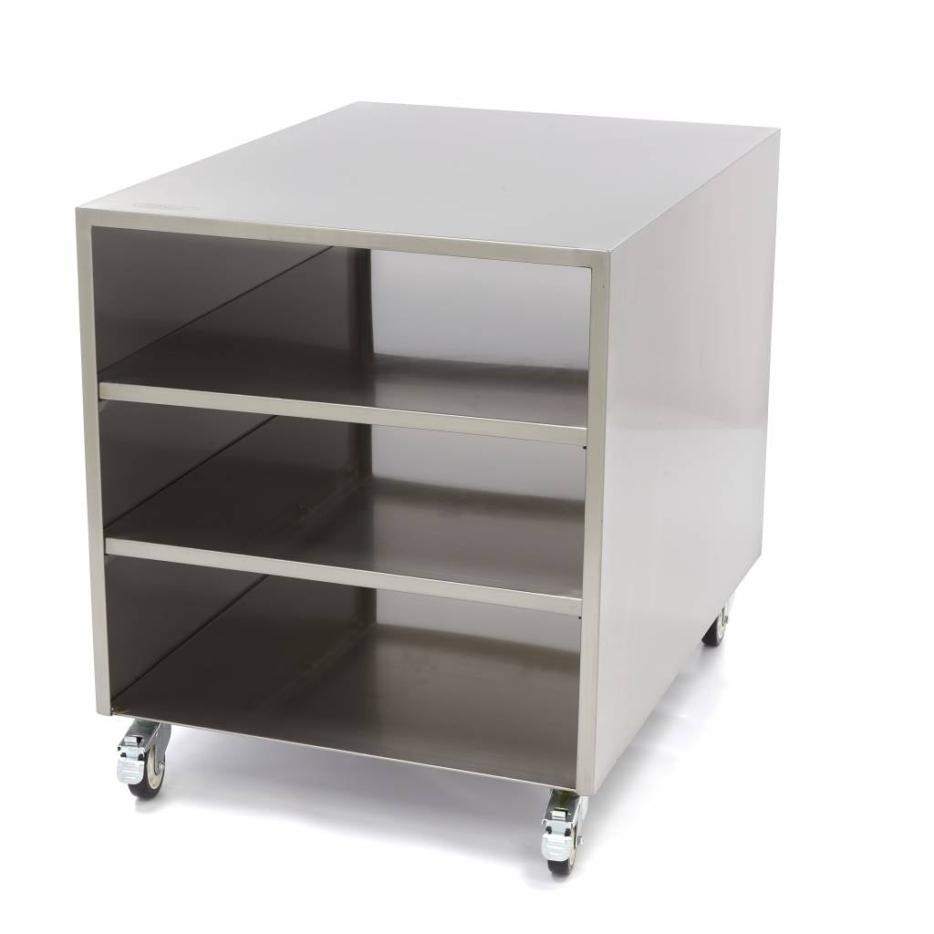 Maskinbord i rostfritt stål - 60 x 80 cm - 120 kg lastkapacitet - på hjul